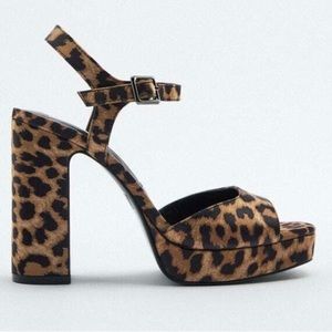 Zara leopard platform heels, 4 inch, animal print, worn twice, cheetah, size 6‌‌